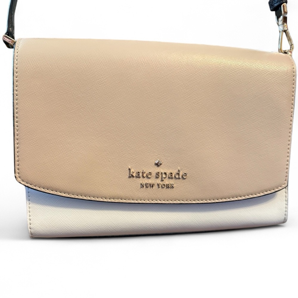 Kate Spade Staci Small Flap Crossbody Bag Warm Beige/Black CYBER MONDAY $69